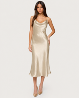 Sabine Satin Slip Midi Dress - Champagne