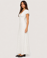 Colombe Polka Dot Satin Maxi Dress - White