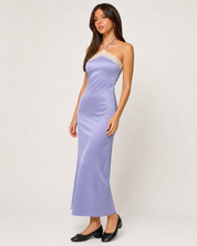 Violette Halter Satin Midi Dress - Lilac