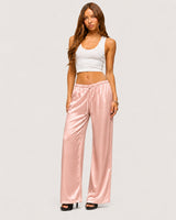 Rosalie Satin Wide-Leg Trousers - Pink