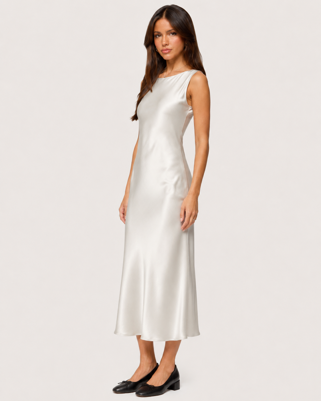 Marguerite Satin Slip Maxi Dress - Ivory