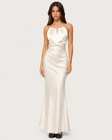 Oceane Halter Satin Maxi Dress - Ivory