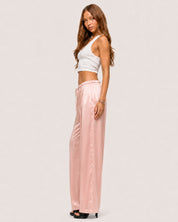 Rosalie Satin Wide-Leg Trousers - Pink
