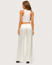Rosalie Satin Wide-Leg Trousers - White