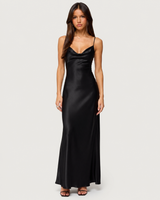 Noemie Satin Slip Maxi Dress - Black