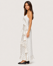Bijou Polka Dot Tiered Maxi Dress - White