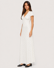 Colombe Polka Dot Satin Maxi Dress - White