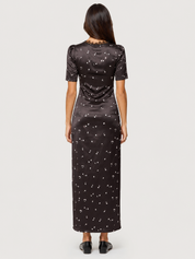 Esme Polka Lace Maxi Dress - Chocolate