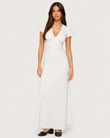 Colombe Polka Dot Satin Maxi Dress - White
