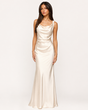 Celeste Satin Slip Maxi Dress - Champagne