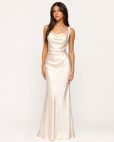 Celeste Satin Slip Maxi Dress - Champagne