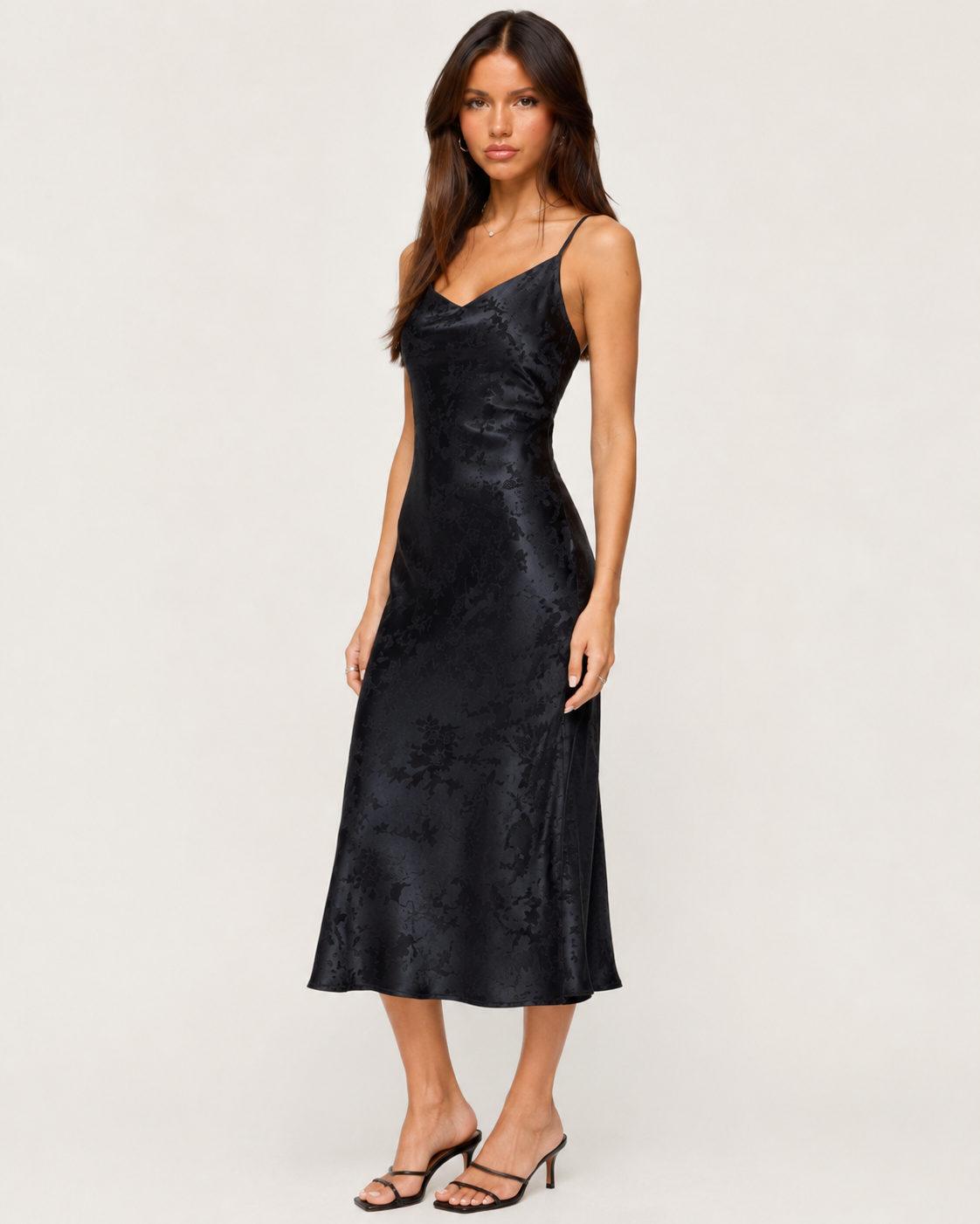 Amaya Satin Slip Midi Dress - Navy
