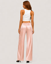 Rosalie Satin Wide-Leg Trousers - Pink