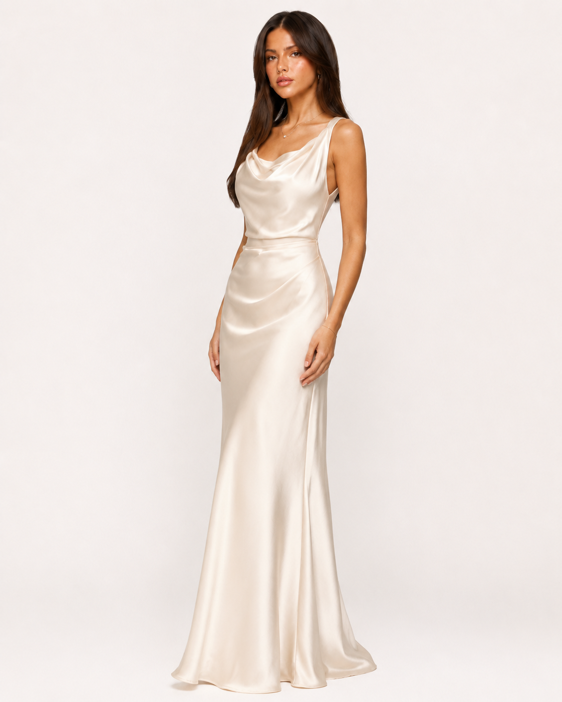 Celeste Satin Slip Maxi Dress - Champagne
