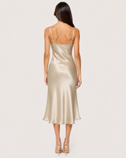 Sabine Satin Slip Midi Dress - Champagne