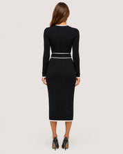 Colette Contrast Knit Midi Dress Black - back