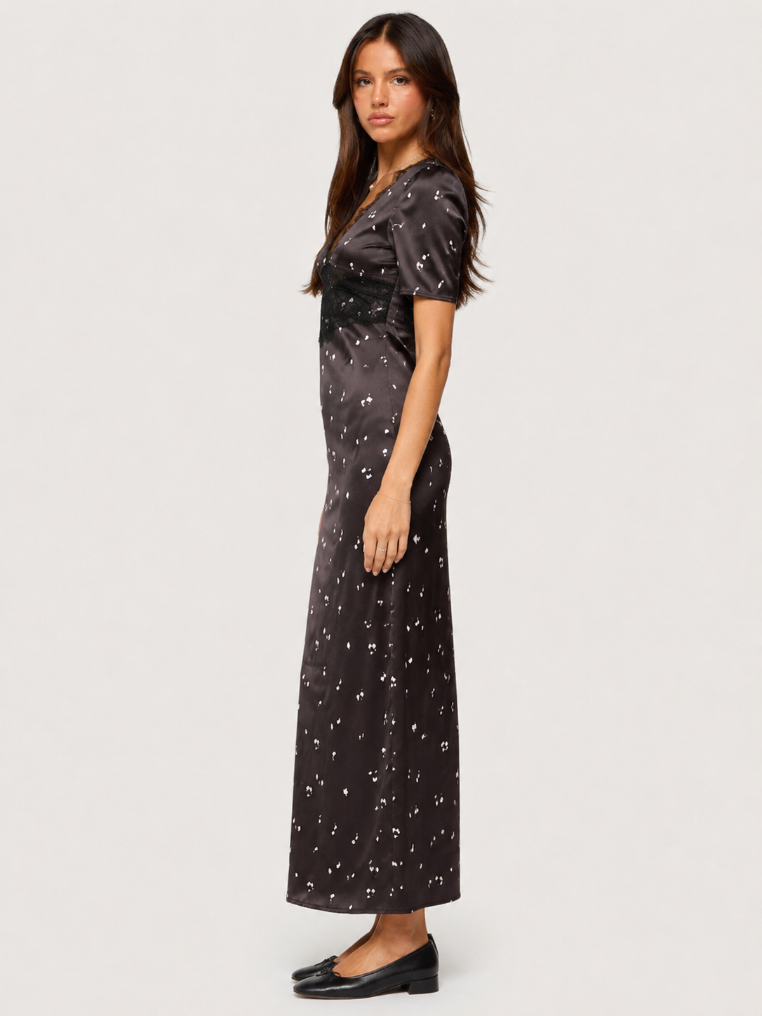 Esme Polka Lace Maxi Dress - Chocolate