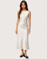 Marguerite Satin Slip Maxi Dress - Ivory