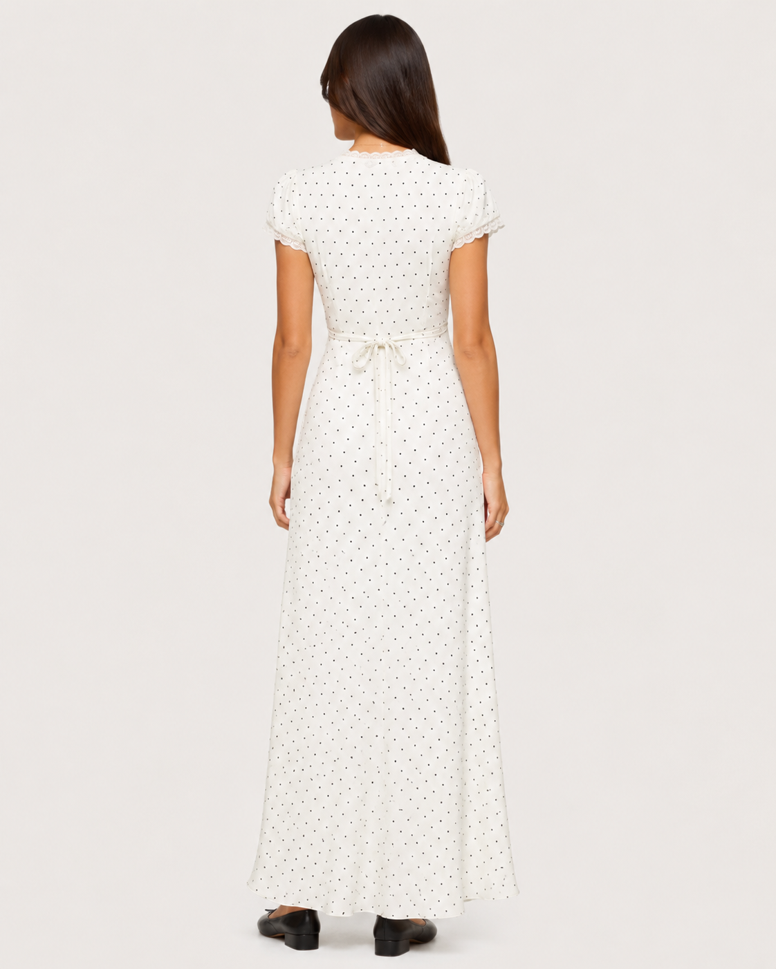 Colombe Polka Dot Satin Maxi Dress - White