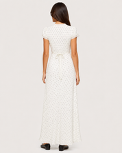 Colombe Polka Dot Satin Maxi Dress - White