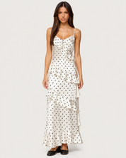 Bijou Polka Dot Tiered Maxi Dress - White