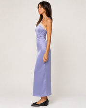 Violette Halter Satin Midi Dress - Lilac