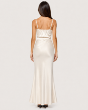 Oceane Halter Satin Maxi Dress - Ivory
