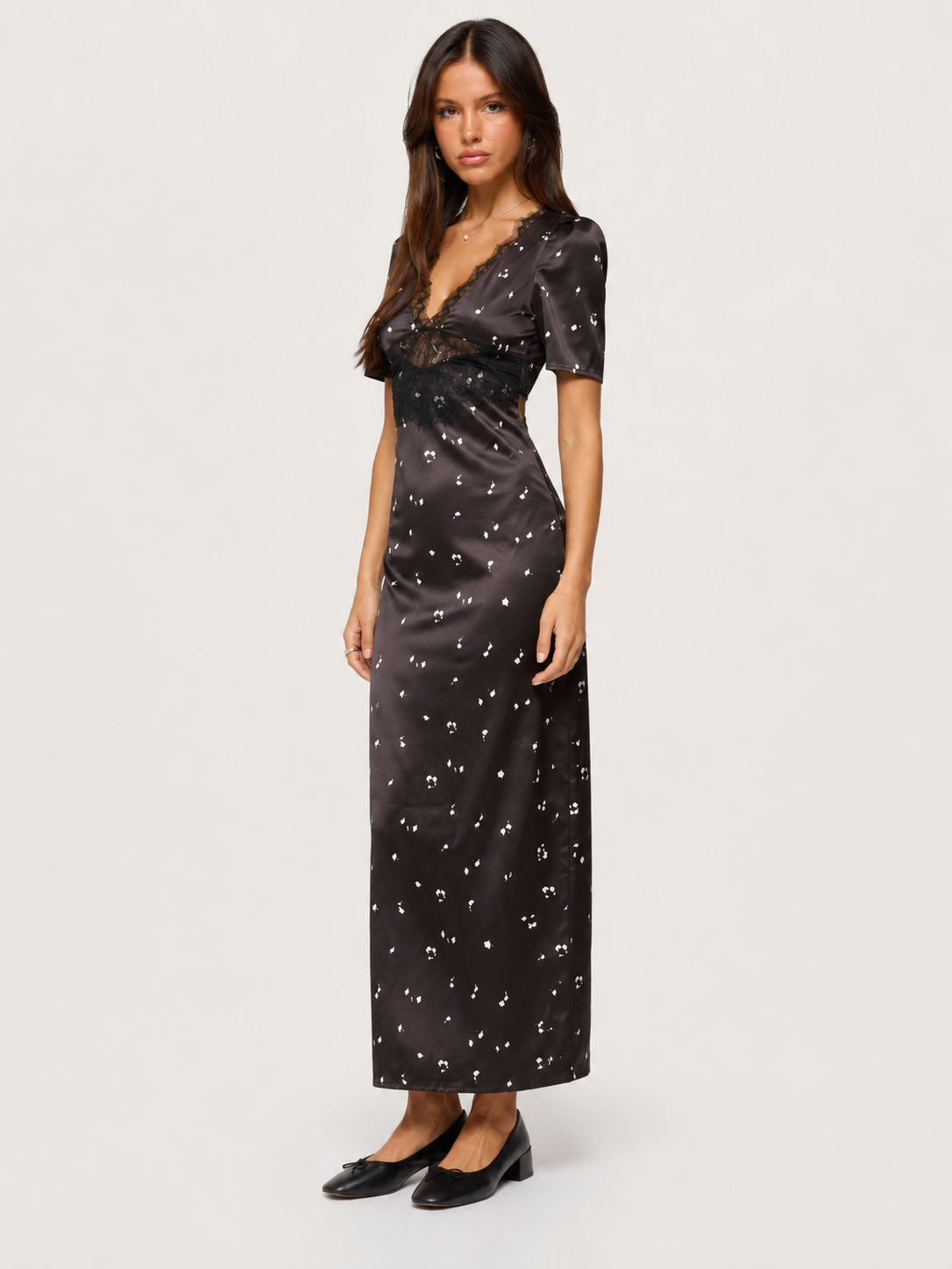 Esme Polka Lace Maxi Dress - Chocolate