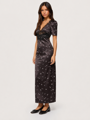 Esme Polka Lace Maxi Dress - Chocolate