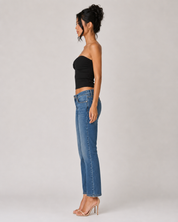 Ribbed Twist Front Bandeau Crop Top - Black