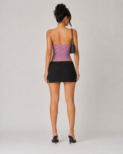 Sheer Floral Lace Tube Top - Purple