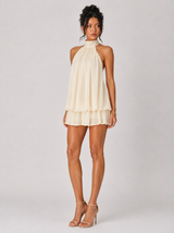 Chiffon Halter Mini Dress - Khaki