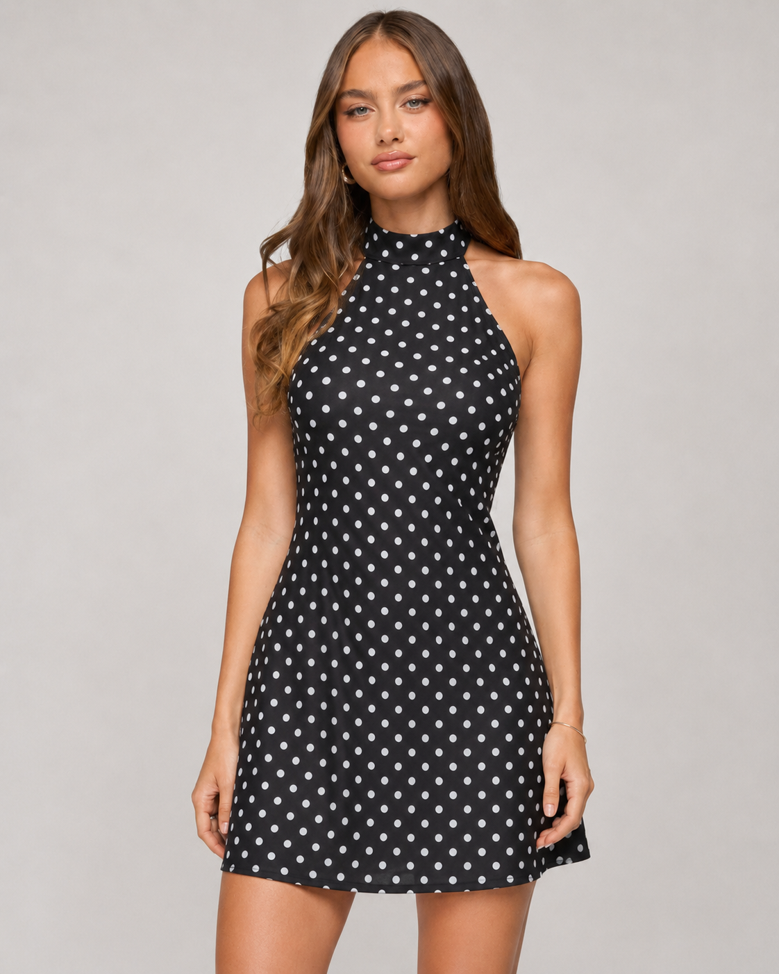 Mila Polka Dot Halter Mini Dress