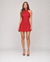 Mila Polka Dot Halter Mini Dress - Red