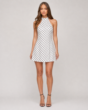Mila Polka Dot Halter Mini Dress - White