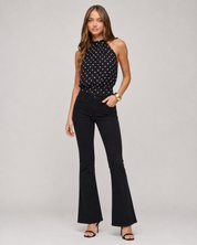 Luna Polka Dot Halter Top - Black