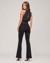 Luna Polka Dot Halter Top - Black