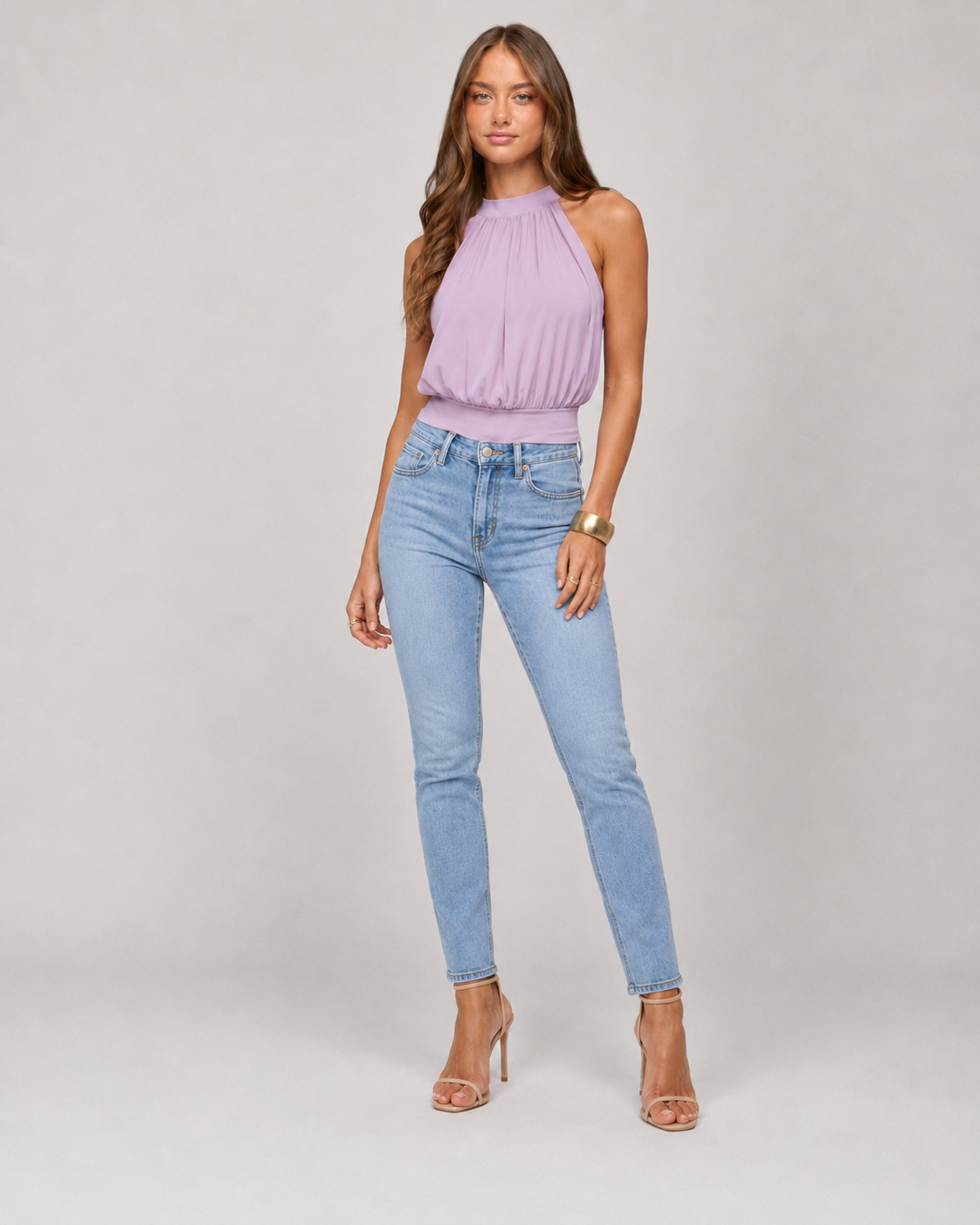 Luna Polka Dot Halter Top - Pink Purple