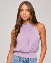 Luna Polka Dot Halter Top - Pink Purple