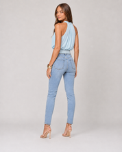 Luna Polka Dot Halter Top - Chime Blue