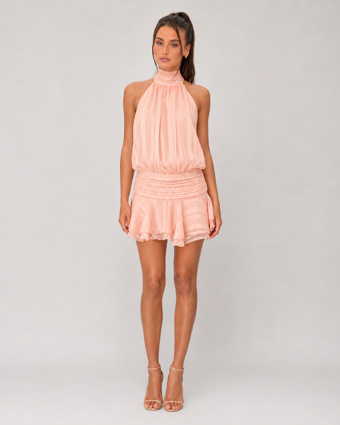 Soleil Halter Mini Dress – Peach