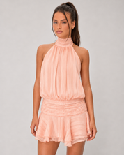 Soleil Halter Mini Dress – Peach