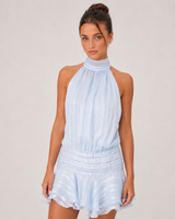 Soleil Halter Mini Dress – Baby Blue