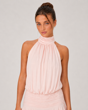 Paloma Halter Mini Dress - Peach