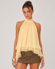 Apricot Halter Ruffle Top