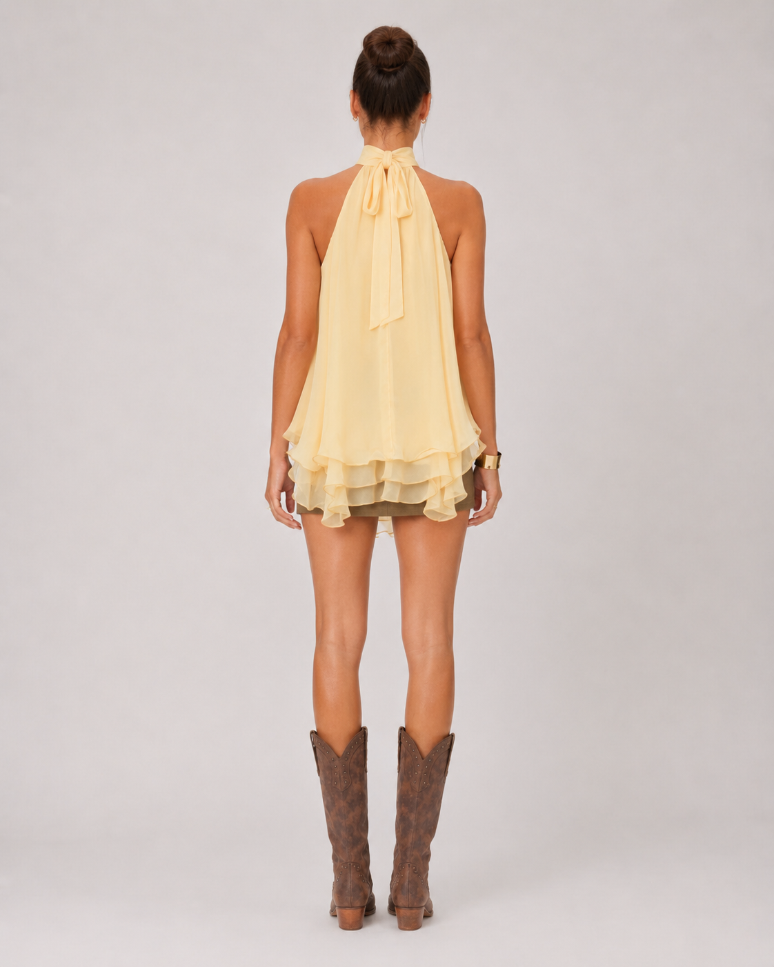 Apricot Halter Ruffle Top