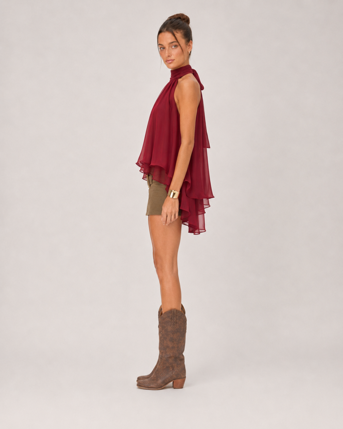 Cherry Halter Ruffle Top