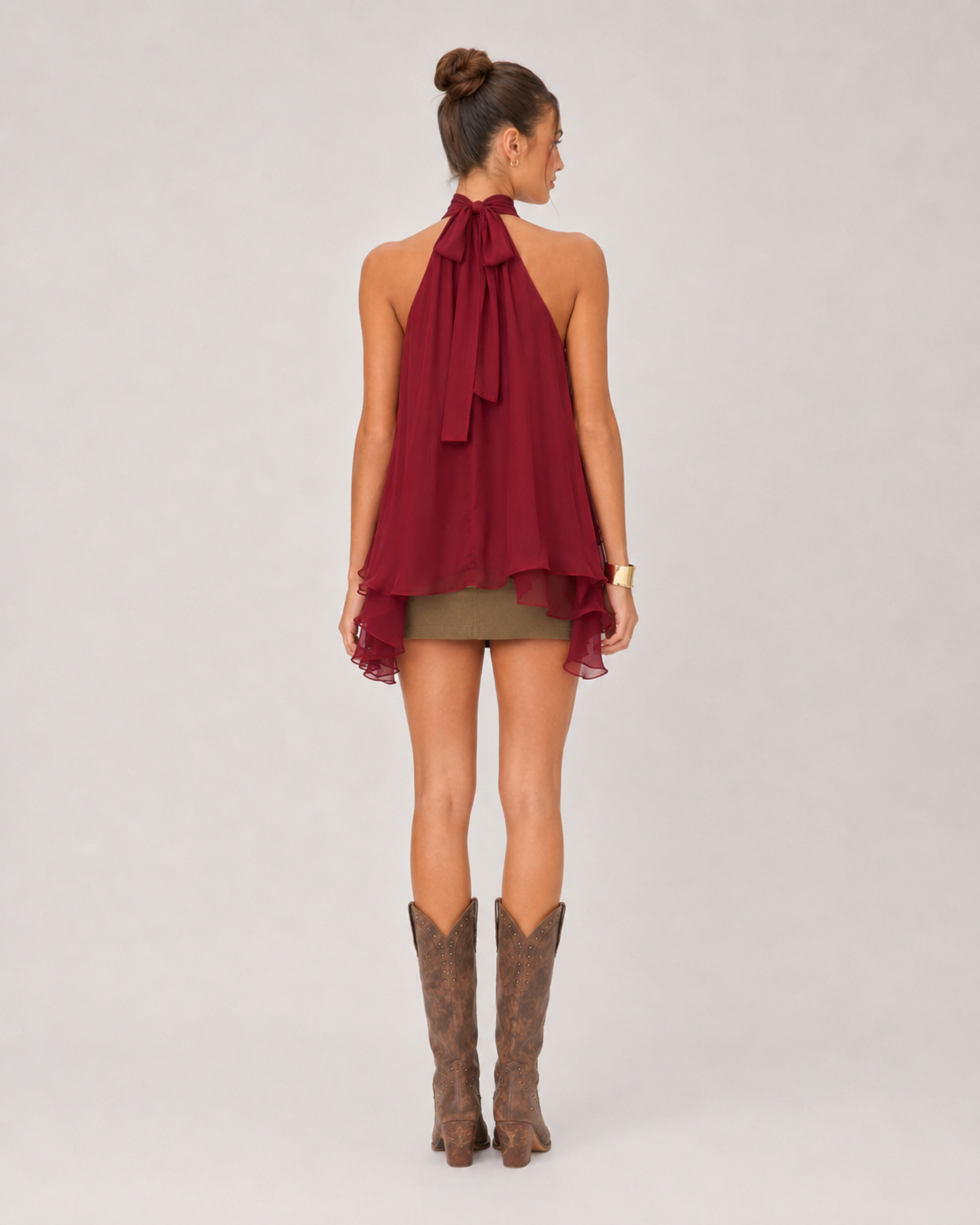 Cherry Halter Ruffle Top