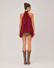 Cherry Halter Ruffle Top