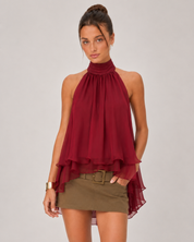 Cherry Halter Ruffle Top